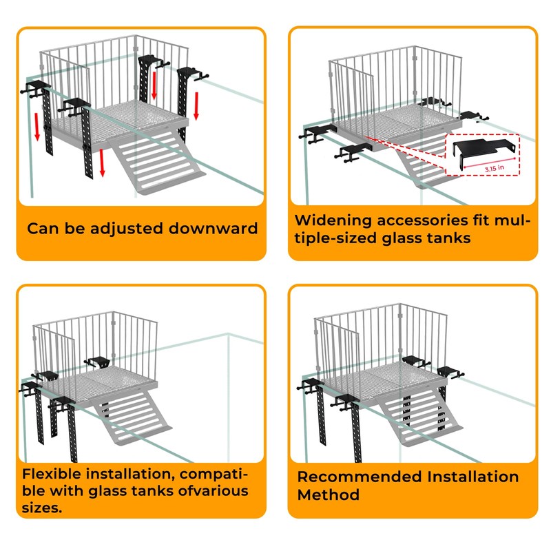 LEDXLIRBH Turtle Basking Platform with Ramp, for 10-30 Gal Tank