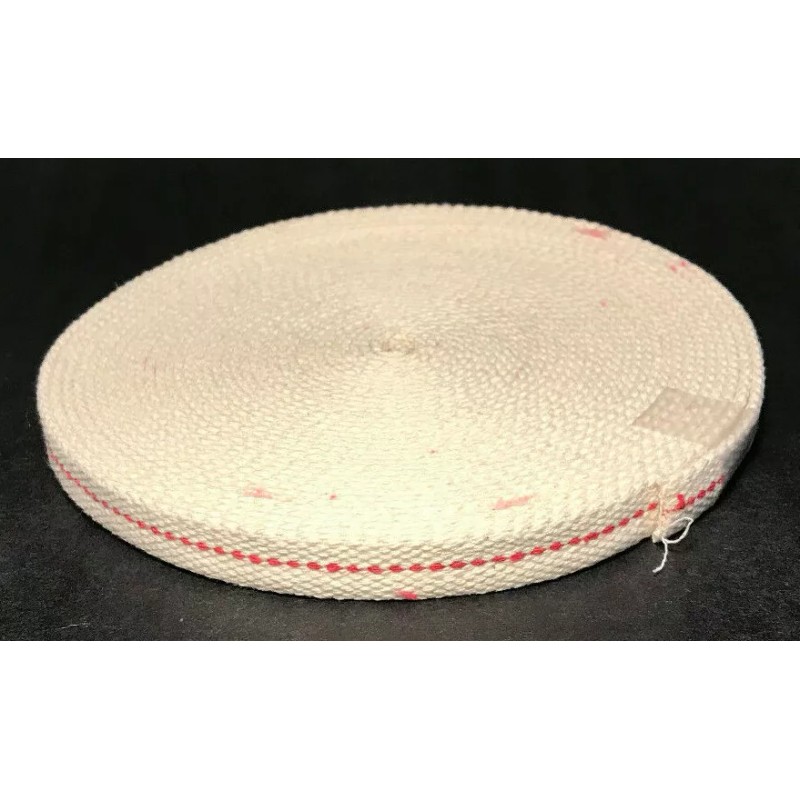 Lamp New 3/4" Wide, Cotton Wick w/ Red Stripe For