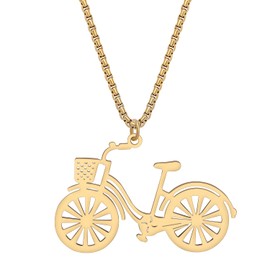 RAIDIN Stainless Steel 18K Gold Silver Plated Novelty Bicycle Necklace for Women Girls Children Bike Pendant Jewellery Gifts for Party Favors, Stainless Steel, No Gemstone