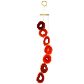 mookaitedecor Red Agate Slices Wind Chimes for Home Garden Decoration 28-33 Inches