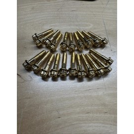 Din 6923 M7 32mm 24 K Gold 3PC Wheel Rim Assembly Bolts BBS RS OZ Schmidt Screws (40 Pcs)