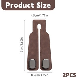 Zueyen 2 x Car Seat Back Double Hooks, Leather Car Seat Headrest Hook, Multifunctional Hook for Car Seat Back, Car Headrest Hook for Purses and Bags (Brown)