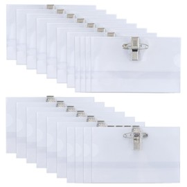 22 Pack Name Badges Name Tag with Clip and Pin, Waterproof Plastic Badge Holders Clear Badge ID Card Holders for School, Colleges, Office, and Corporate Conference(9 * 5.6cm)