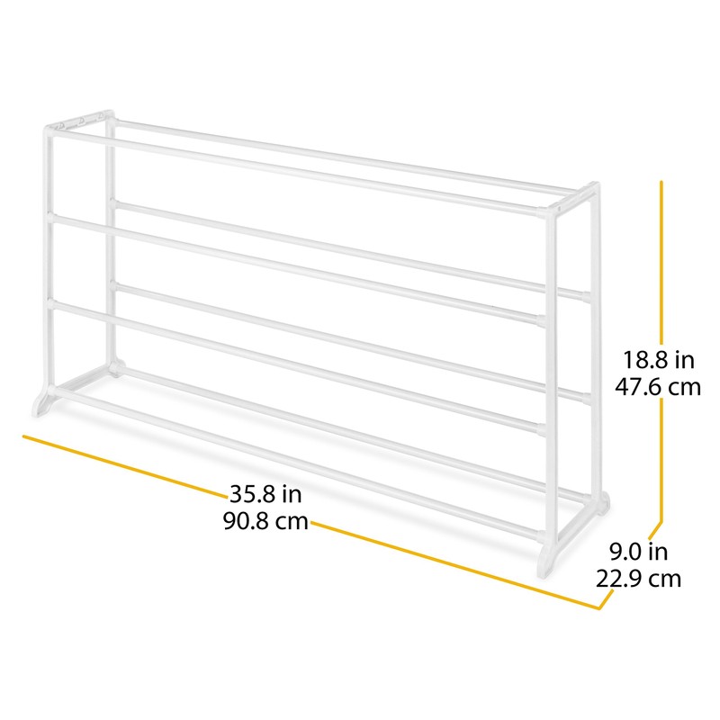 Whitmor 4 Tier 20 Pair Floor Shoe Rack - White