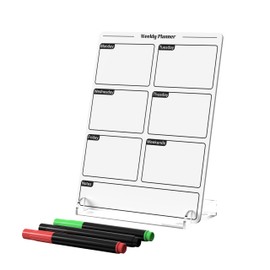 Lumanman Acrylic Planning Board with Storage Base, Mini Whiteboard for Desk, Small Dry Erase Board with Weekly Planner Menu, Reusable Desk Notepad for Home, Office, School, Accessories Included, White