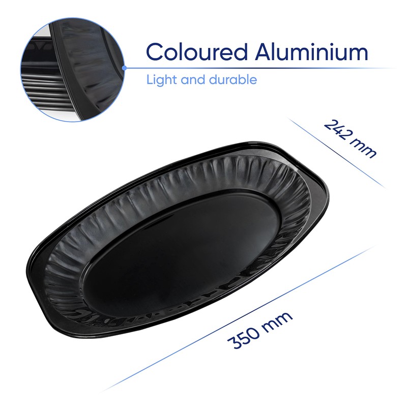 Coppice Black Oval Aluminium Foil Platters for Parties, Buffets &