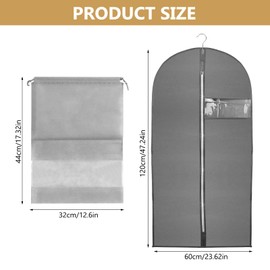 Tenbrachian 2 Garment Bags & 2 Shoe Bags, 23 x 47 in Suit Bags and Garment Covers Bags, Dust-Proof Clothes Covers Protector Bags, Moth Proof Dress Bags with Zip, for Women Men Coat Jacket(Grey)