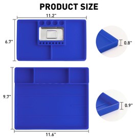 Aocoom 2 pcs Silicone Tool Tray with Magnetic Small Parts Tray, Non-Slip Flexible Mechanic Automotive Tool Organizer Tool Storage Tool Holder Grip Mats Blue
