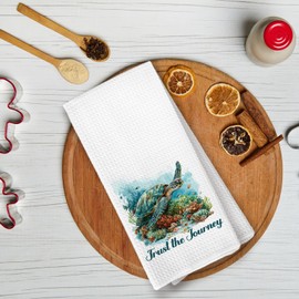 KTYHD Coastal Beach Kitchen Towels, Sea Turtle Bathroom Decor, Nautical Dish Towels for Kitchen, Ocean Animal Beachy Decorative Hand Towels for Bathroom, Sea Turtle Gifts for Women