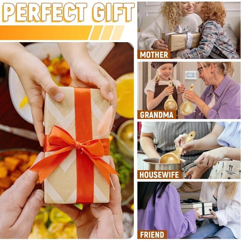 Kitchen 2 Pack Wooden Kitchen Scoop Ladle,Multipur