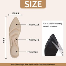 Keroius 2 Pairs High Heel Insoles,Women Arch Support Insoles Breathable,5D Sponge Barefoot Comfort Insoles
