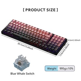 MageGee Keyboard Wireless, 96% Gasket Hot Swappable Keyboard Mechanical, 3-Connection Modes, RGB Backlit Gaming Keyboard for Win/MAC/PC, Men Gifts:_Star blue_Keyboard only