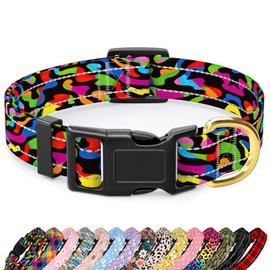 TMOODEL Reflective Dog Collar for Extra Small Dogs, Cute Boho Adjustable Heavy-Duty Nylon Puppy Collar for Boy and Girl Female, Soft Pet Accessories with Quick Release Buckle, Abstract Rainbow Art