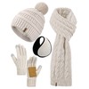 Aneco 4-in-1 Women Winter Beanie Hat Scarf Touchscreen Gloves Ear
