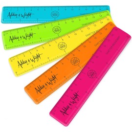 Ashton and Wright - 6 Inch / 15cm Rulers - Shatter Resistant - Pack of 5 Tropical Neon