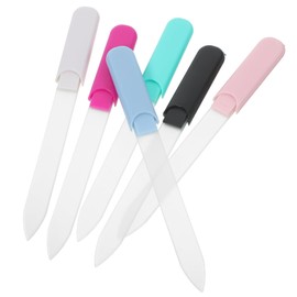 Healvian 6pcs Manicure Tool Glass Nail Files Cuticle Nipper Nail Buffer File for Women Natural Portable Stylish