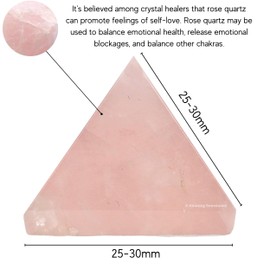 Rose Quartz Pyramid Crystal Healing Stones - 1" Great Pyramid Figurine of Natural Stone Pyramid for Meditation, Reiki, Chakra Balancing and Crystal Pyramids Grid