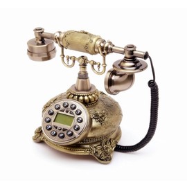 TelPal Retro Telephone, Vintage Bronze Classic Antique Style Landline Phone for Home, Office, Film & Vintage Décor, Classic Old Fashioned Desk Telephone with Redial, Real Working & Decorative Phone