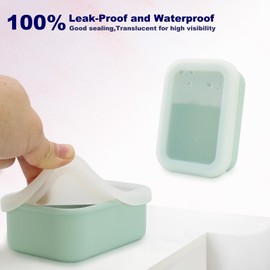 Travel Soap Case, Leak Proof Travel Soap Container, Silicone Soap Box with Drainage Layer, Shatterproof Soap Holder for Travel, Camping, Gym (Green, Regular)