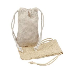 Fabric Bleached White 5" x 7" Burlap Party Favor Bags with Jute Drawstrings 12 Pack