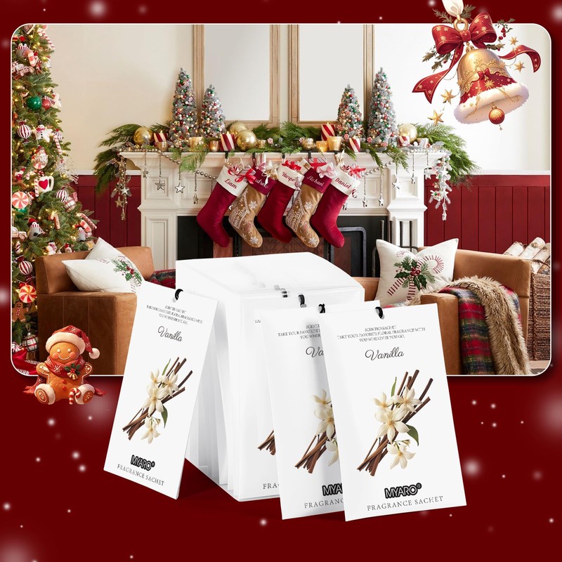 MYARO 12 Packs Vanilla Scented Sachets for Drawer and Closet,