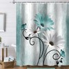 Onalasyc 4PCS Teal Daisy Country Farmhouse Shower Curtain Set with