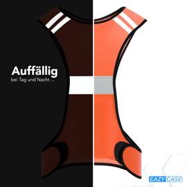 EAZY CASE EAZY CASE Reflektorweste, Sicherheitsweste, flexibel einstellbar, Warnweste mit Reflektoren, atmungsaktiv, reflektierende Weste, ideal zur Erh?hung der Sichtbarkeit im Stra?enverkehr, Neon Orange