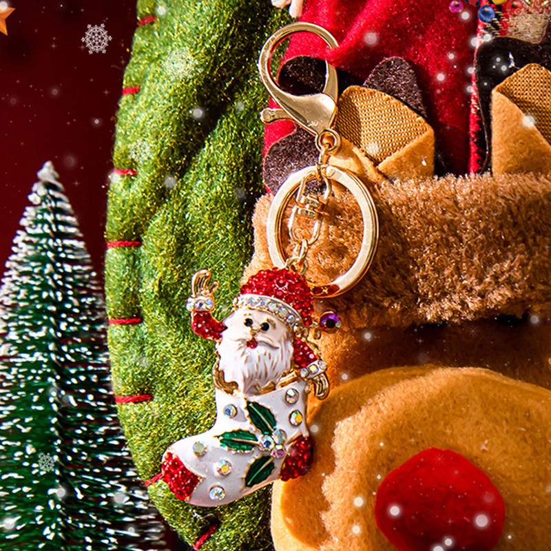 2Pcs Santa Keychain Pendant Cute Stylish Fahionable Decorative Hanging OrnamentsRed