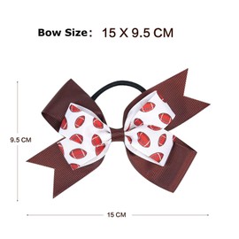 Football Hair Bow Hair Accessories Sport Hair Bow for Women Girls Baseball Bows Softball Bows for Girls Cheer Bow ZFQ02 (Brown)