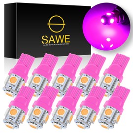 SAWE - 168 194 2825 T10 W5W 5050 5-SMD LED License Plate Dome Map Lights Bulbs (10 pieces) (Pink/Purple)