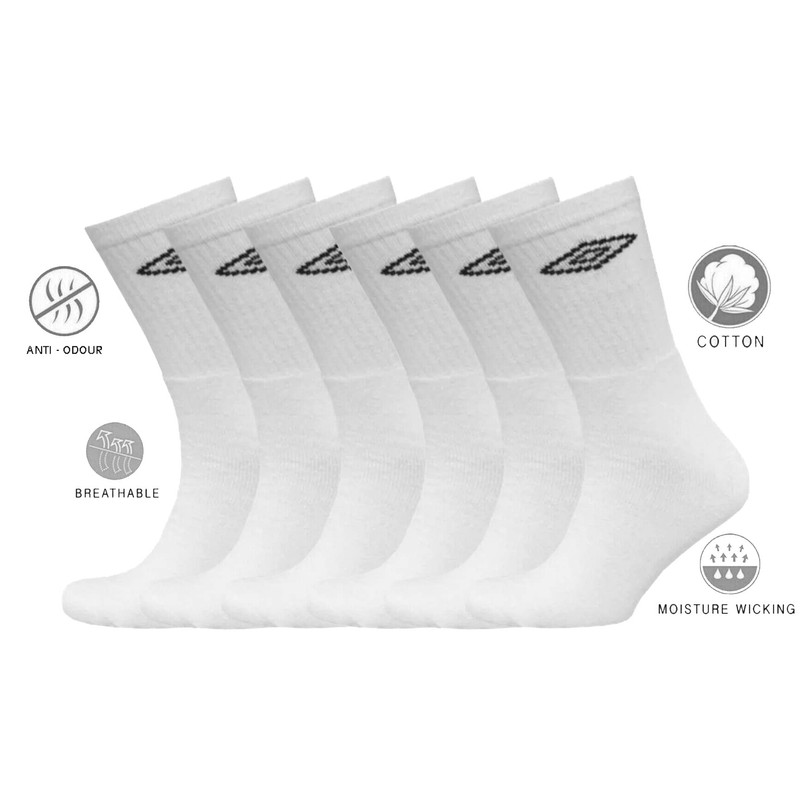 Umbro - Men's Sport Performance Socks (6 pair pack) (White)