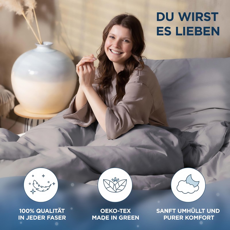 Samthus Pillowcase (80 x 80 cm), Cotton, Satin, Oeko-Tex Made