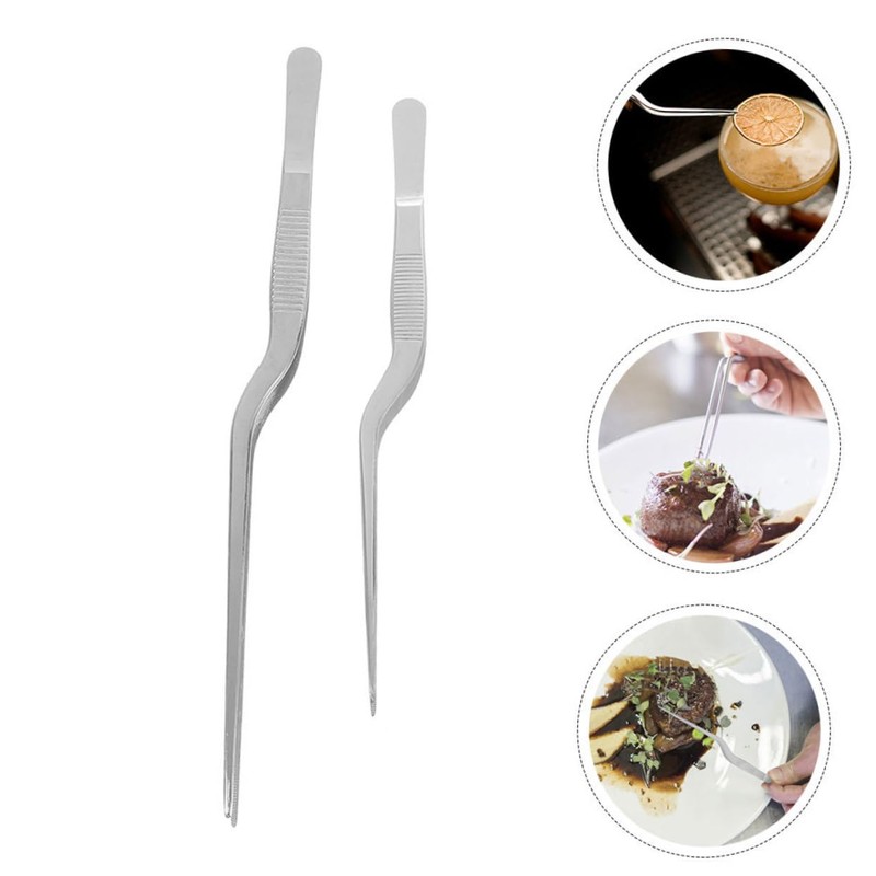 Ciieeo 2sets Kitchen Tongs Tweezers Set Metal Tweezers Fish Bone