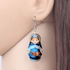WEVENI Acrylic Russian Matryoshka Doll Earrings Dangle Drop Charm Jewelry