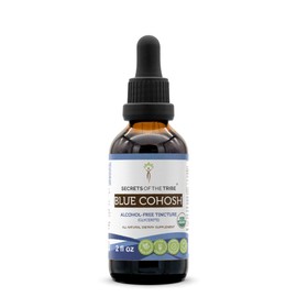 Secrets of the Tribe Blue Cohosh USDA Organic Alcohol-Free Tincture (Glycerite) Responsibly farmed Blue Cohosh (Caulophyllum Thalictroides) Dried Root (2 Fl Oz) Women's Health Supplement