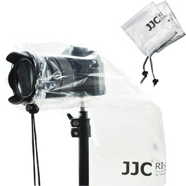 JJC 2pcs Full Transparent Rain Cover for SLR Raincoat Lens + Camera Length≤28cm Compatible with Sony A6600 A6500 A6400 A6300 A6100 A6000 Nikon Z7II Z6II Z5 Z50 D5600 D5500 D5300 3500 Suitable for D3400, D3300, etc. In rainy weather, rainproof, dustproof,