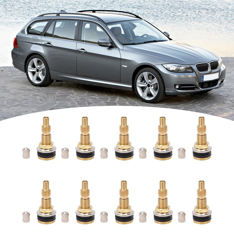 10pcs Air Liquid Tubeless Tire Valve Stem Brass 1 7/8in