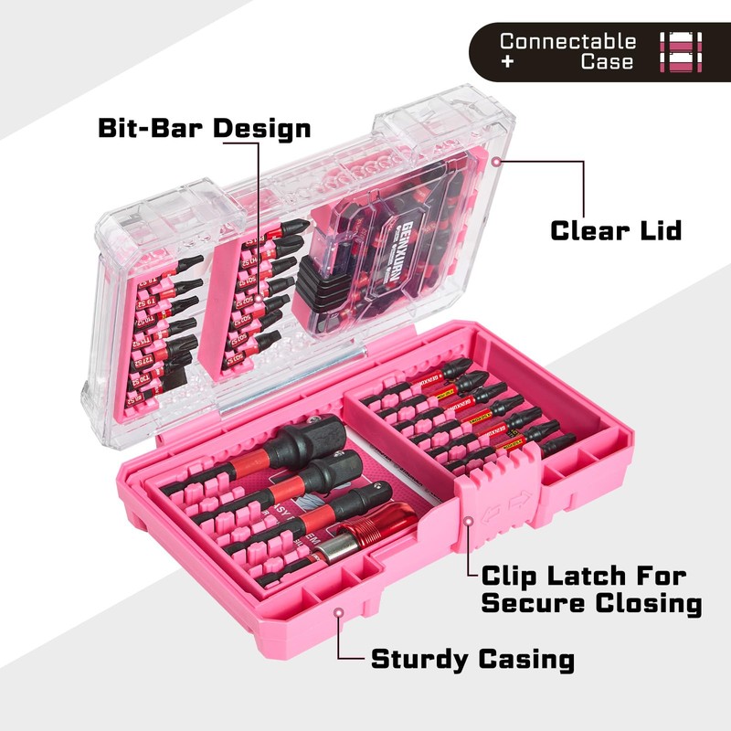 Geinxurn 55Pieces Impact Screwdriver Bits Set, Magnetic S2 Steel Phillips/Slotted/Square/Torx