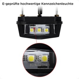 evermotor 12 V Motorcycle Number Plate Light, M3 Screw with Nut, E24 E-Approved, 3 LEDs Number Plate Light for Motorcycle, Car, Quad, ATV, Black, Waterproof IP67