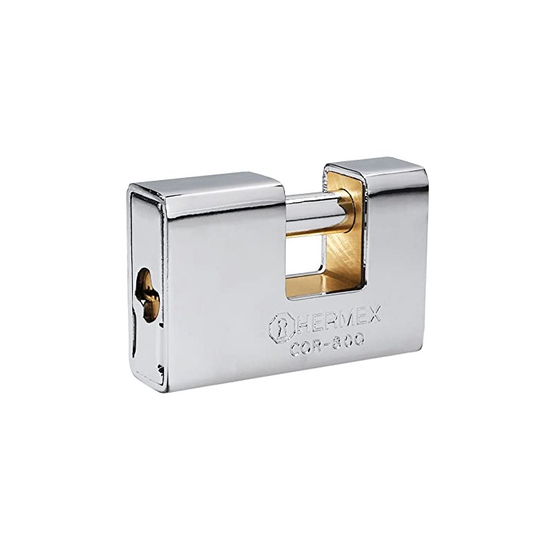Hermex COR-80Q, Candado antipalanca, cuerpo de latón blindado de 80mm,