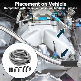 TUCKBOLD AN-8 Fuel Line Kit 10ft Vacuum Hose Automotive Fuel Hose with Adapters 1 Set