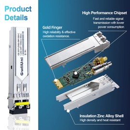 4Pcs 80km SFP 1.25G Single Mode Fiber Module Network Transceiver, 1550nm, Duplex LC for Cisco, Netgear, MikroTik, Ubiquity, DLink etc,