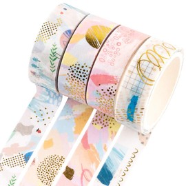 Yubbaex Washi Tape, 4 Rolls od Decorative Masking Tape, Colourful, for Scrapbooking DIY Crafts