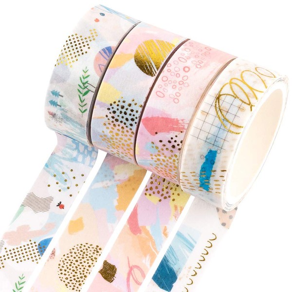 Yubbaex Washi Tape, 4 Rolls od Decorative Masking Tape, Colourful,