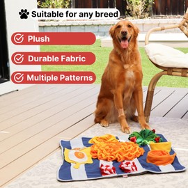 Injoya Breakfast Snuffle Mat for Dogs, X-Large Dog Snuffle Mat 27” x 27”, Dog Enrichment Tool & Slow Feeder, Multiple Snuffle Types, Durable, Machine Washable, Good for All Dog Sizes, Breeds, and Ages