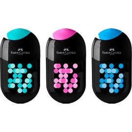 FABER-CASTELL 183535 Double Sharpener Two Tone with Eraser, 1 Piece, for Pen Diameter 8 - 10 mm, Assorted Colours (No Selection Possible)