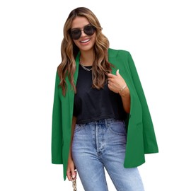 CRAZY GRID Womens Casual Blazer Jacket Long Sleeve Business Suit Jacket Fashion Dressy Work Office Jacket Open Front Button Ladies Blazer Green Size Small