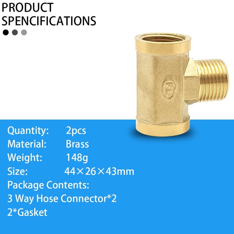 GYSRXS Pack of 2 T Stick Water Connection Brass 1/2