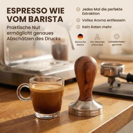 Scarlet Espresso | "Classic" Tamper, Stylish Espresso Stamp with Ergonomic Fine Wood Handle, for the Perfect Espresso, Barista Tool, 54 mm, rosewood