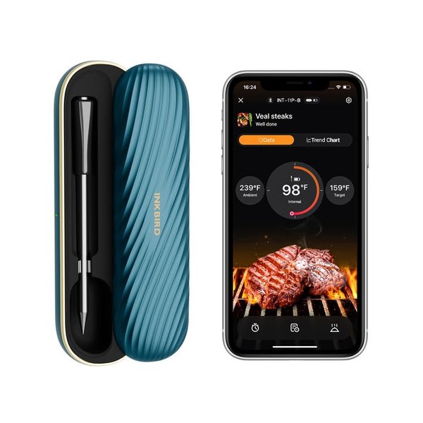 Bluetooth Meat Thermometer with App Remote Control，IP67 Waterproof Wireless Thermoemter